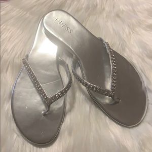 Guess Silver crystal thong Flats